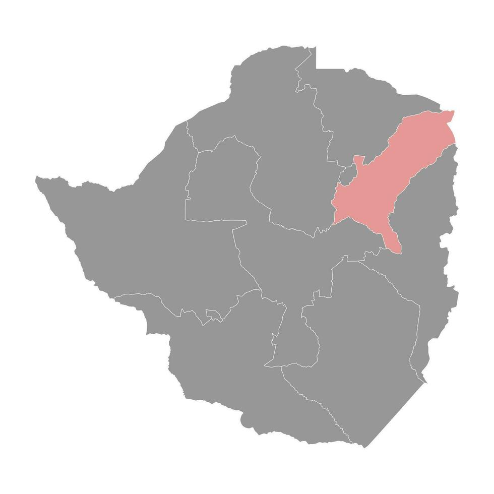 Masonaland Osten Provinz Karte, administrative Aufteilung von Zimbabwe. Vektor Illustration.