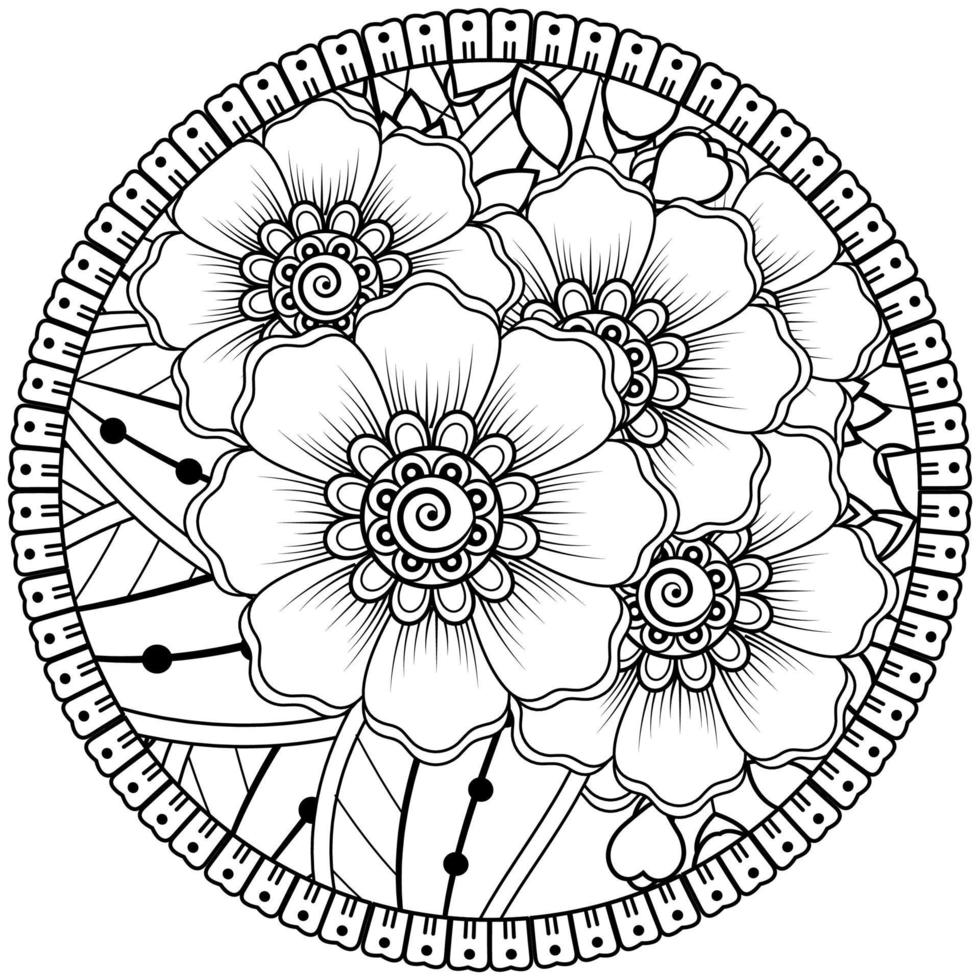 cirkulärt mönster i form av mandala med blomma för henna, mehndi, tatuering, dekoration. vektor