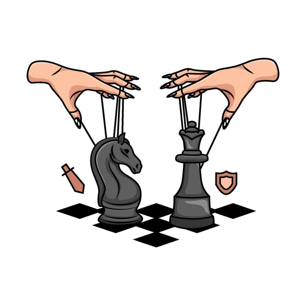 spielen Schach Ritter mit Königin im Schach Tafel Illustration vektor