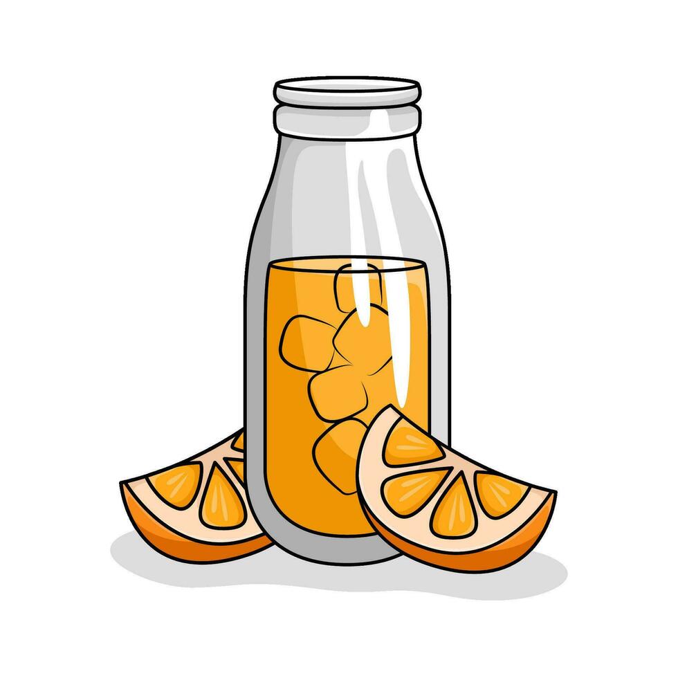 Saft Orange mit Orange Obst Scheibe Illustration vektor