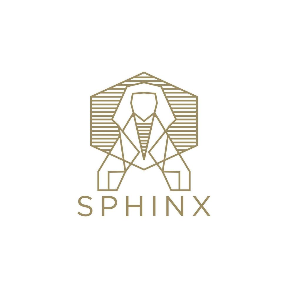 sfinx lyx egyptisk landmärke logotyp ikon linje mall platt vektor illustration