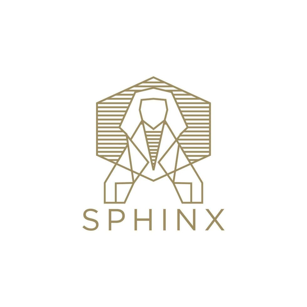 Sphinx Luxus ägyptisch Wahrzeichen Logo Symbol Linie Vorlage eben Vektor Illustration