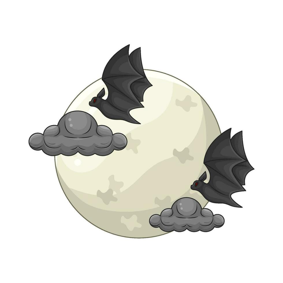 voll Mond, Wolke mit Schläger fliegen Illustration vektor