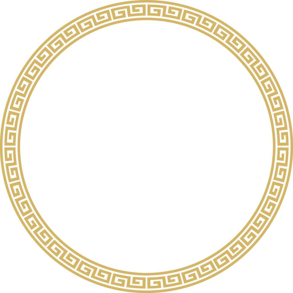 Vektor runden golden klassisch rahmen. griechisch Mäander. Muster von Griechenland und uralt Rom. Kreis europäisch Rand