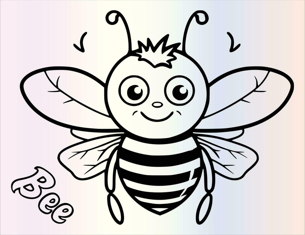 söt bi färg sida teckning för barn vektor
