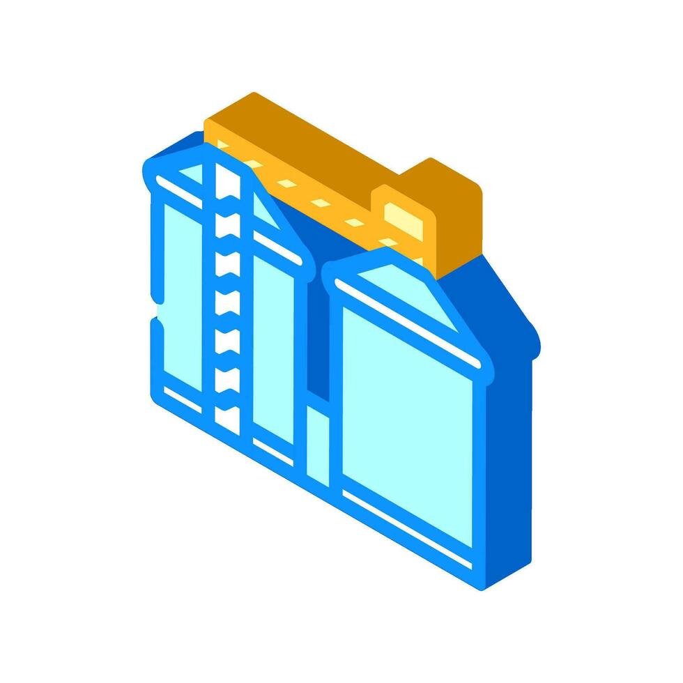 Silo Biomasse Energie isometrisch Symbol Vektor Illustration