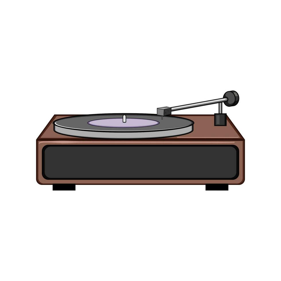 Grammophon Vinyl Spieler Karikatur Vektor Illustration