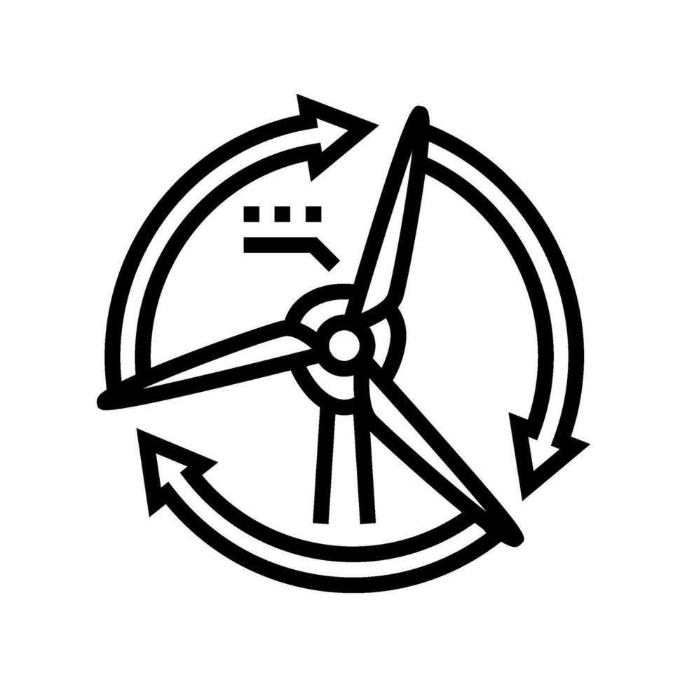 Klingen Drehung Wind Turbine Linie Symbol Vektor Illustration