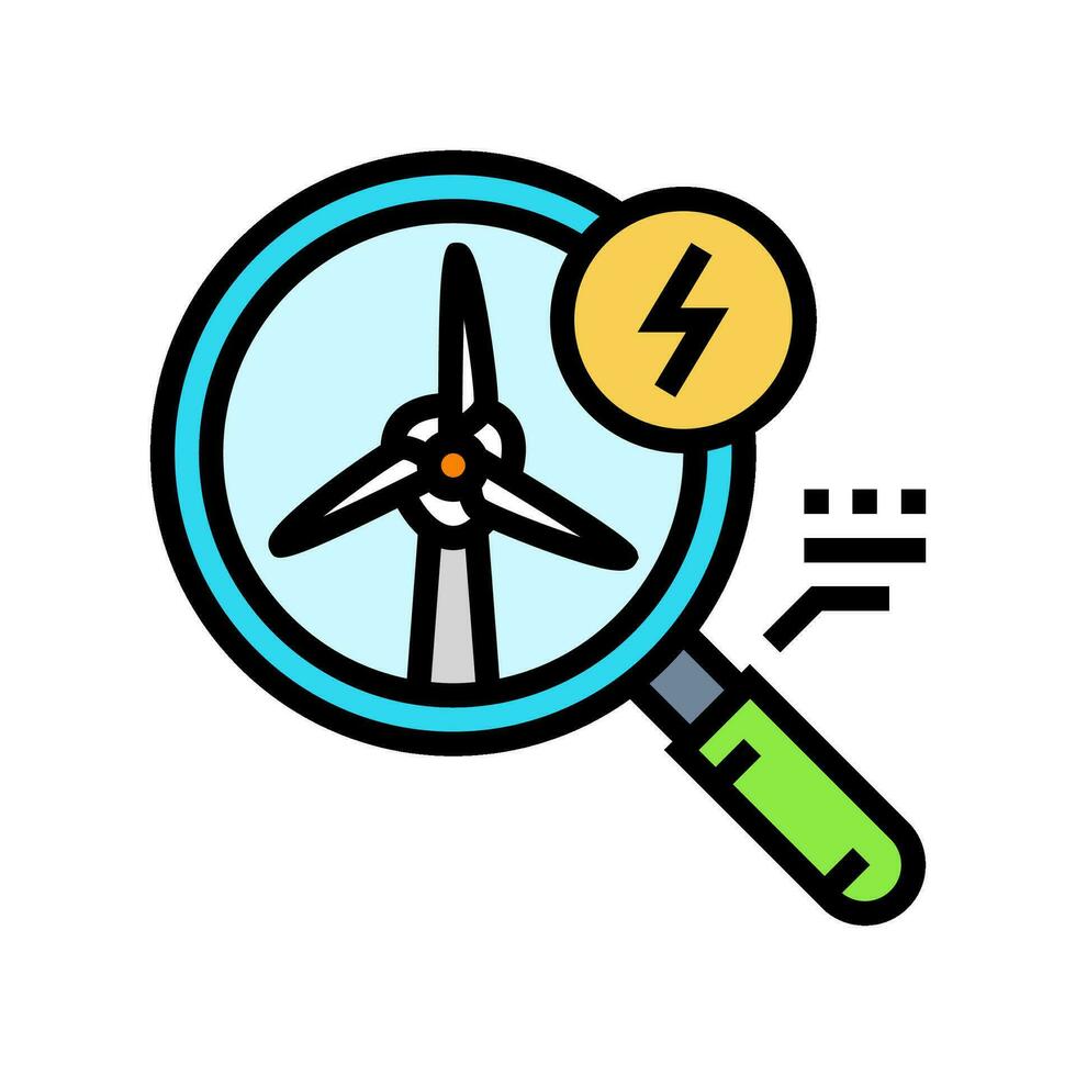 Energie Forschung Wind Turbine Farbe Symbol Vektor Illustration