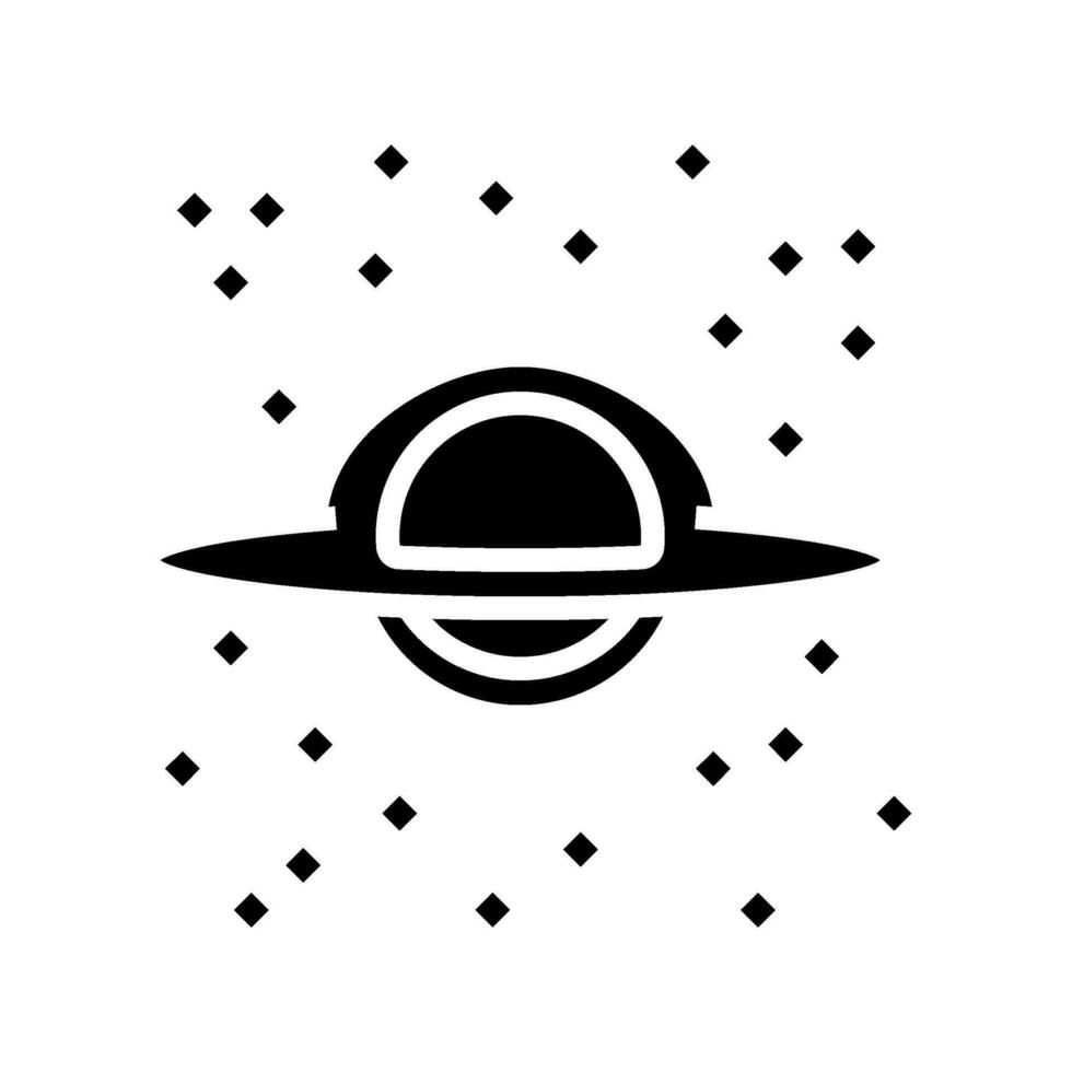schwarz Loch Raum Erkundung Glyphe Symbol Vektor Illustration