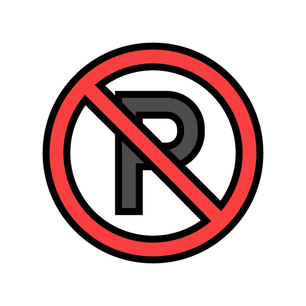 Nein Parkplatz Farbe Symbol Vektor Illustration