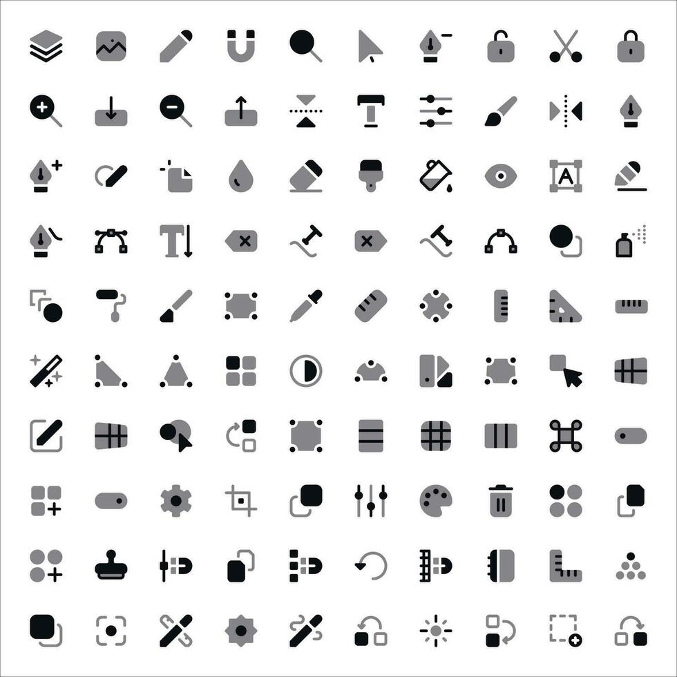 redigera verktyg ikoner uppsättning - grafisk design, redigering symboler vektor samling