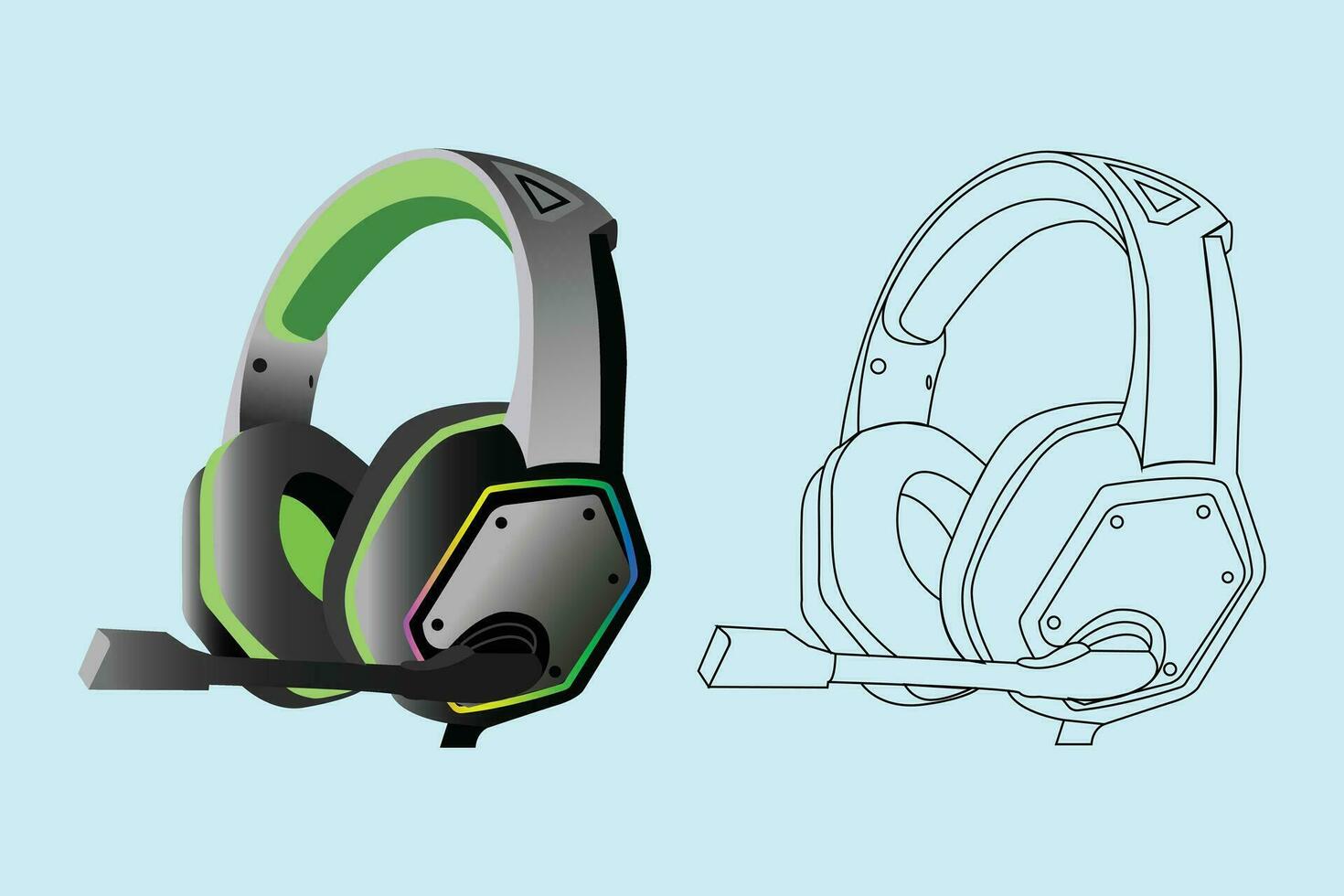 gaming headsetet och teknologi för lyssnande till musik hörlurar ikon, hörlurar design vektor illustration.