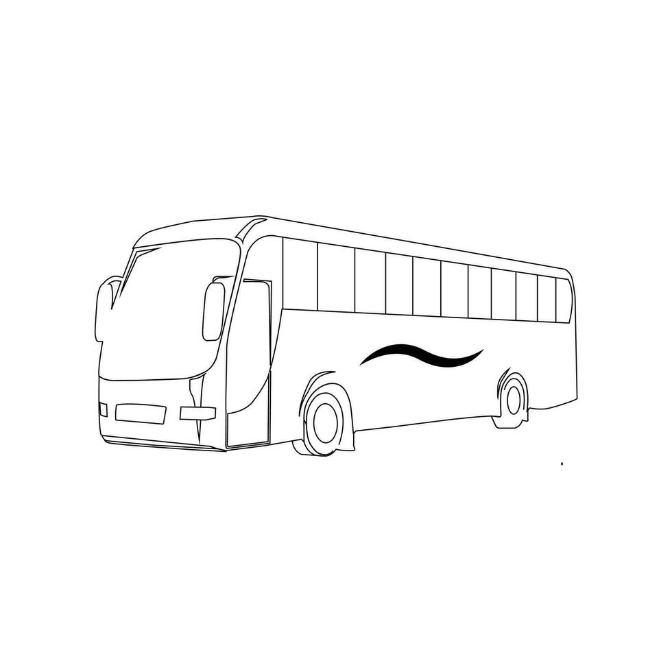 vektor grön turist eller stad buss på de väg tränare vektor 3d illustration hand dragen illustration