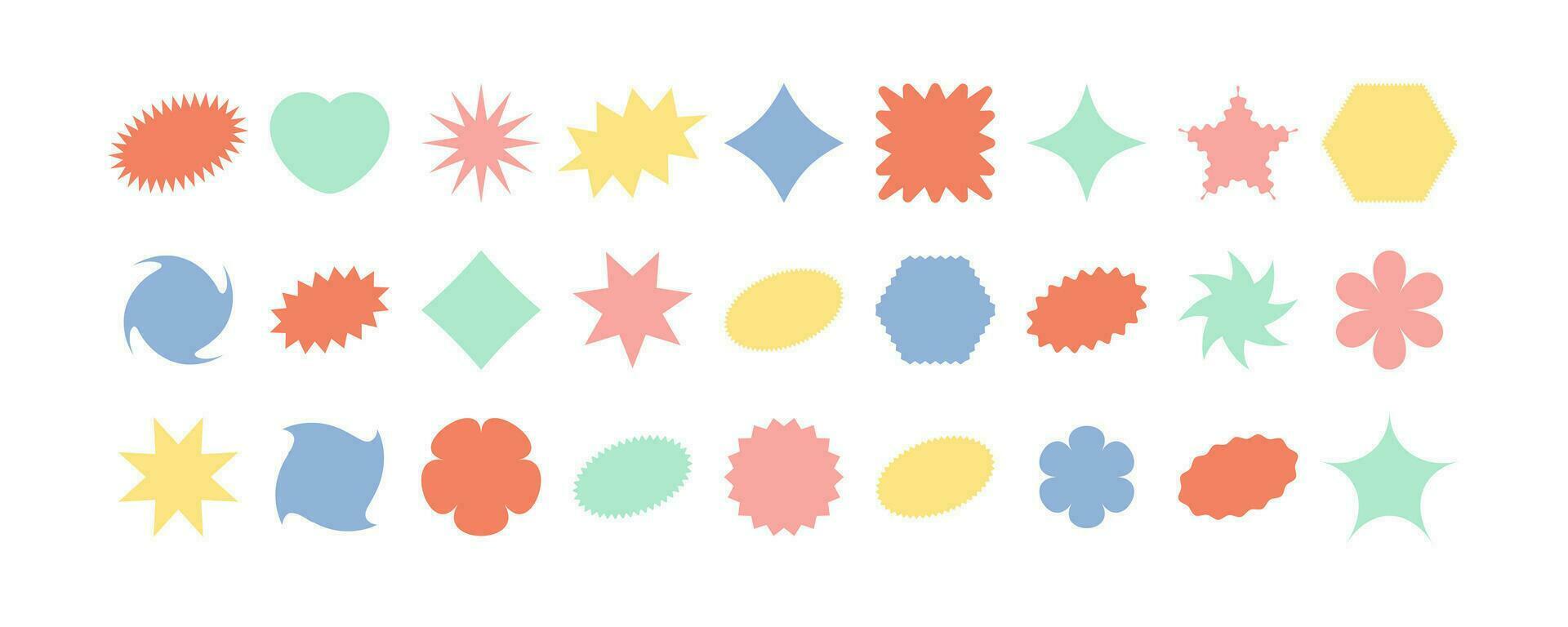 uppsättning av platt starburst Tal bubblor. design element för promo reklam kampanj. vektor illustration