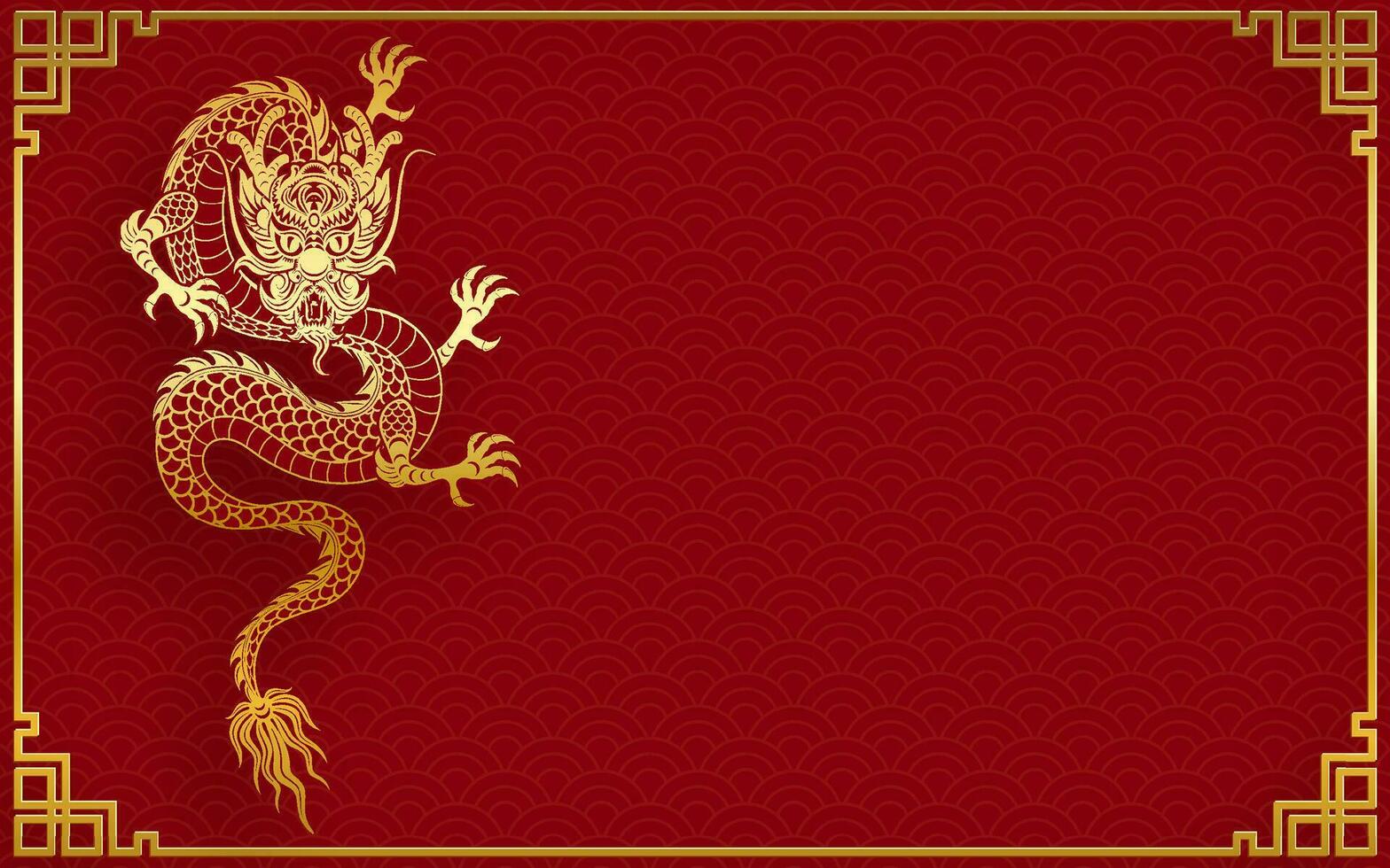 traditionell Gold Chinesisch Drachen Design vektor