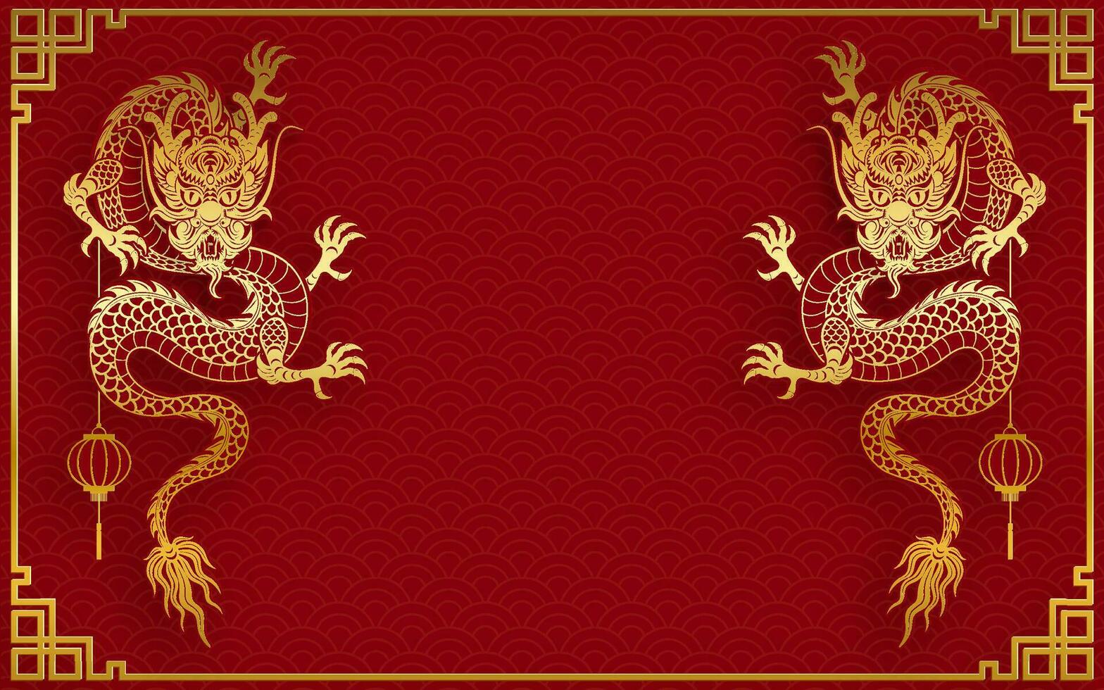 traditionell guld kinesisk drake design vektor