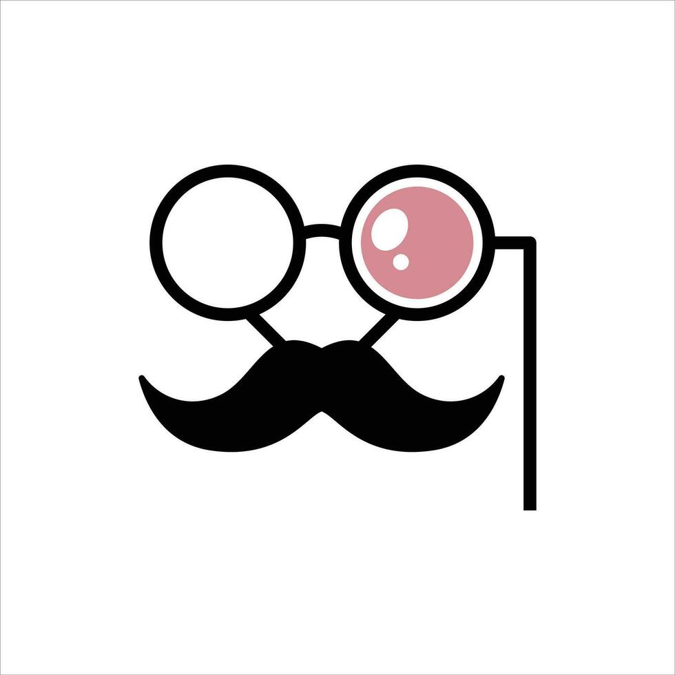 Foto bås logotyp begrepp med glasögon och mustasch för Foto bås företag logotyp. vektor