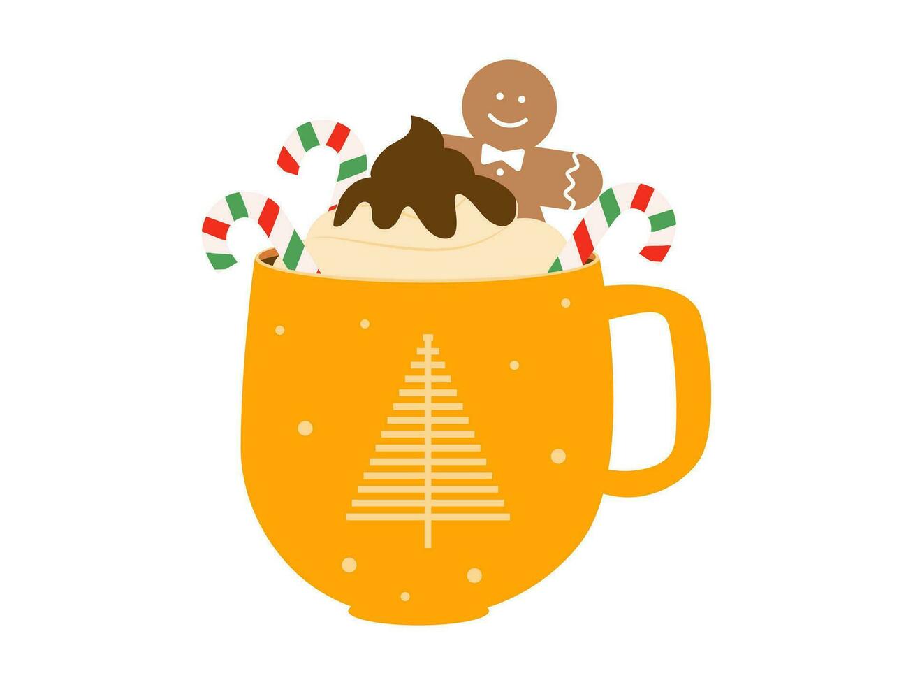 heiß trinken im Tasse mit Lebkuchen Kekse. Winter gemütlich warm trinken im Becher. Weihnachten Vektor Illustration