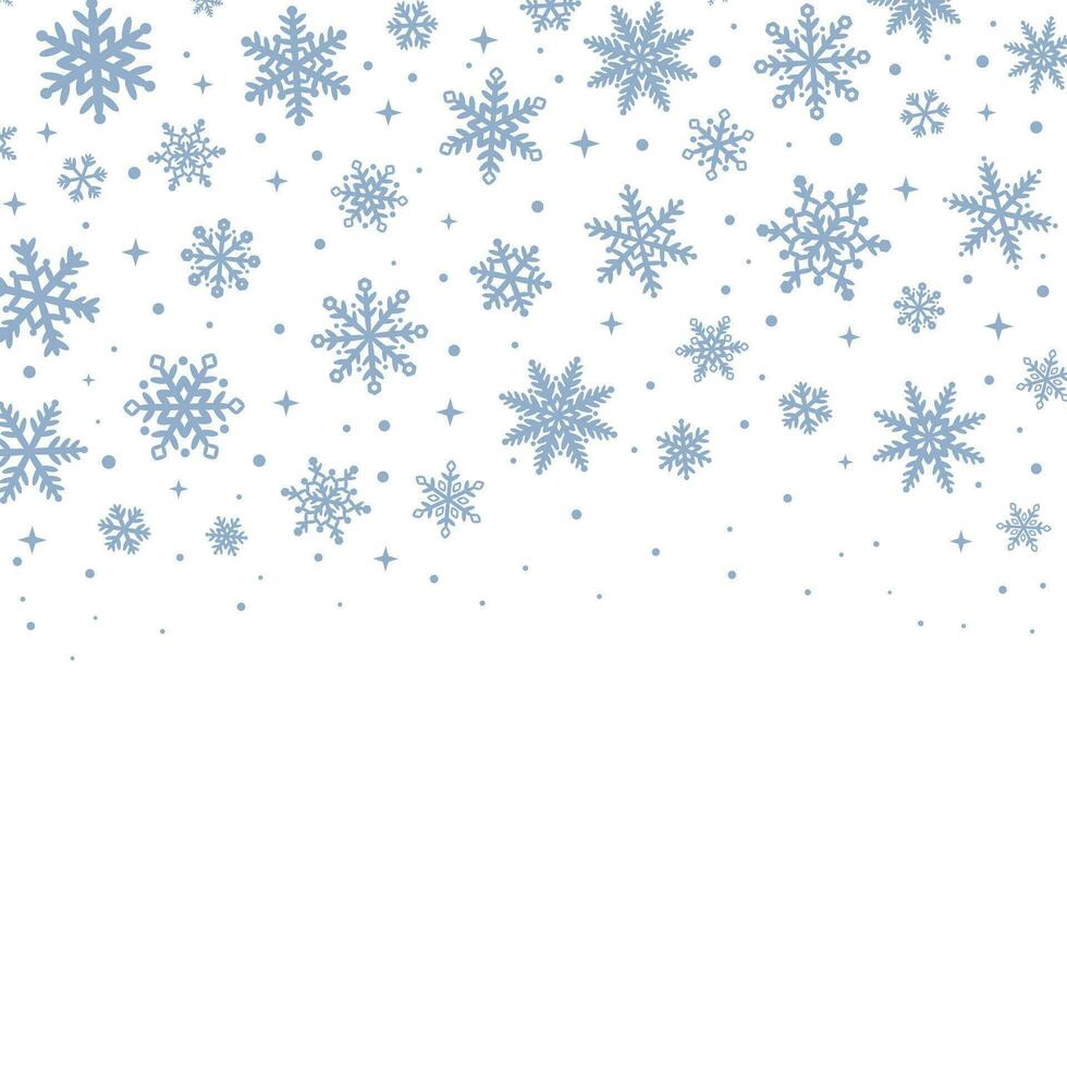 Schnee fallen Vektor Rand zum das Winter Feiertage, zufällig Gruß Banner mit Blau Hand gezeichnet Schnee Flocke Elemente
