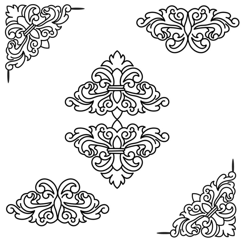 Vektor Illustration von dekorativ Ecke Rahmen Satz. Hand zeichnen von Ecken anders Formen Blume Dekoration Vektor Design Gekritzel skizzieren Stil zum Hochzeit und Banner.