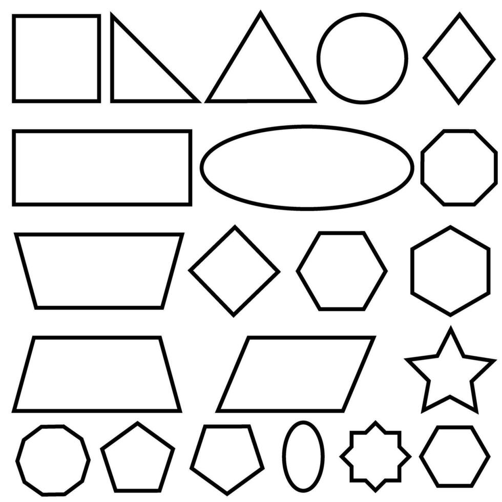 uppsättning av enkel geometrisk former Inklusive större de - rektangel, cirkel, triangel. ikon, vektor, tecken, symbol. vektor
