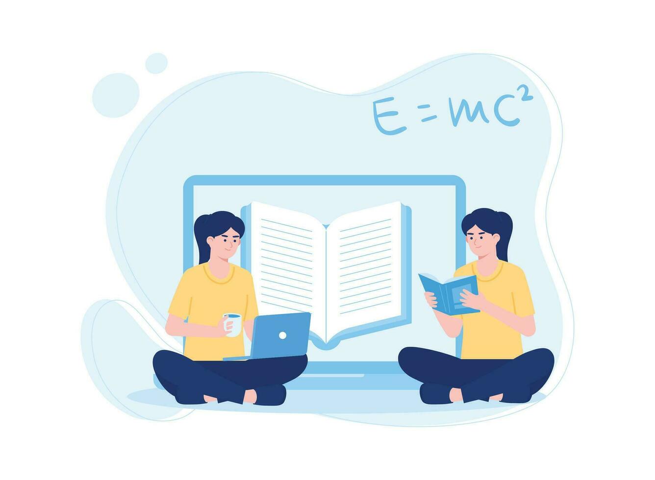 Menschen Sitzung mit Laptops diskutieren Mathematik Lektionen Konzept eben Illustration vektor