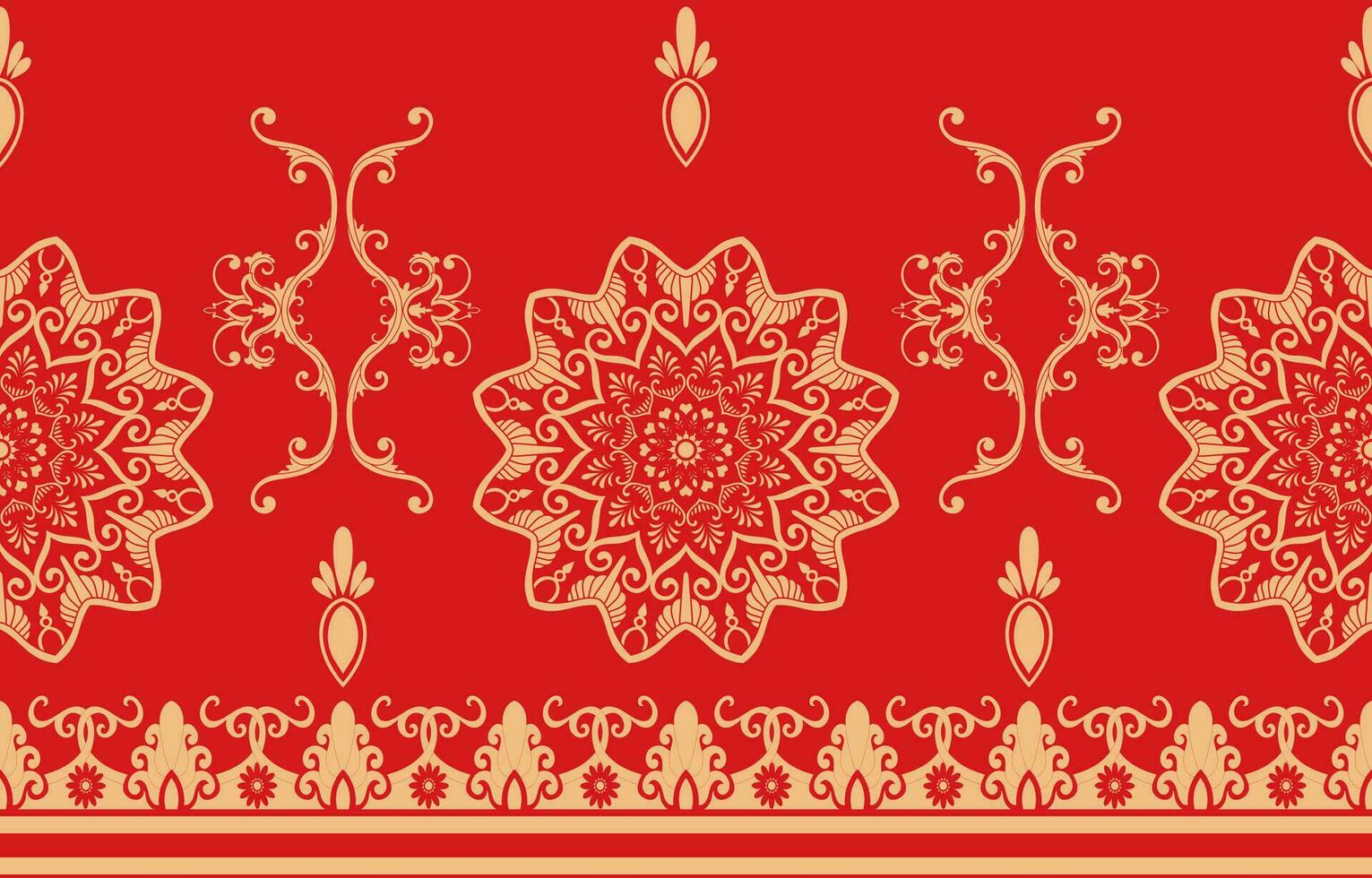 gyllene mönster röd bakgrund kinesisk ny år mönster för röd etnisk stam- klänning. vektor