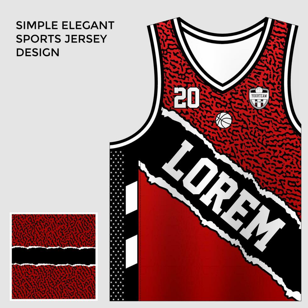 enkel elegant abstrakt röd basketboll jersey sublimering mall vektor