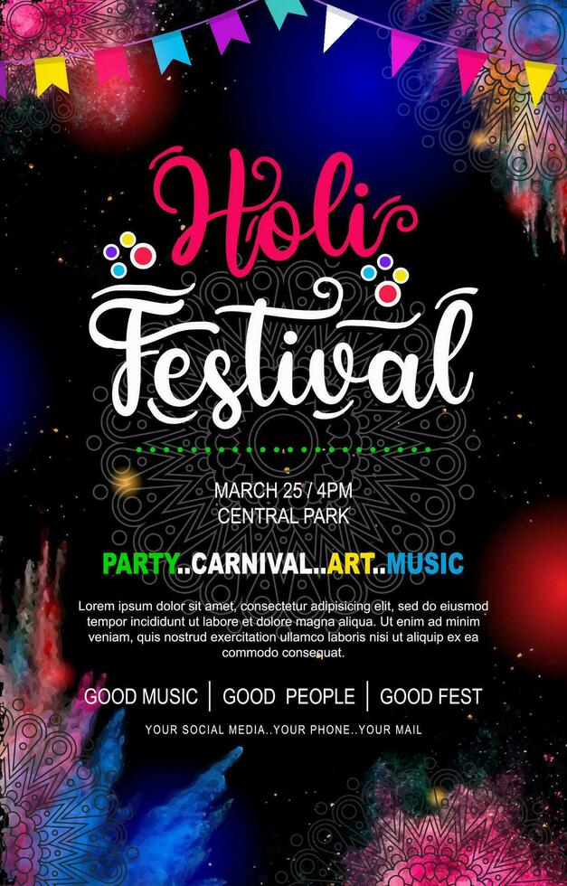 Aquarell holi Festival Poster Vorlage vektor