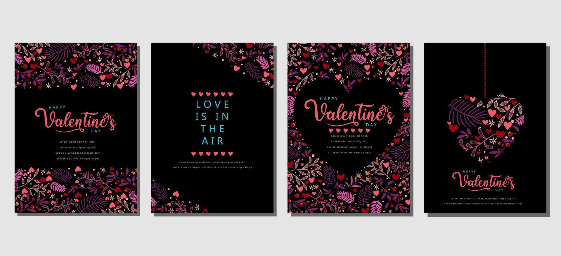 elegant Valentinstag Tag einstellen von Gruß Karten, Poster, Urlaub Abdeckungen vektor