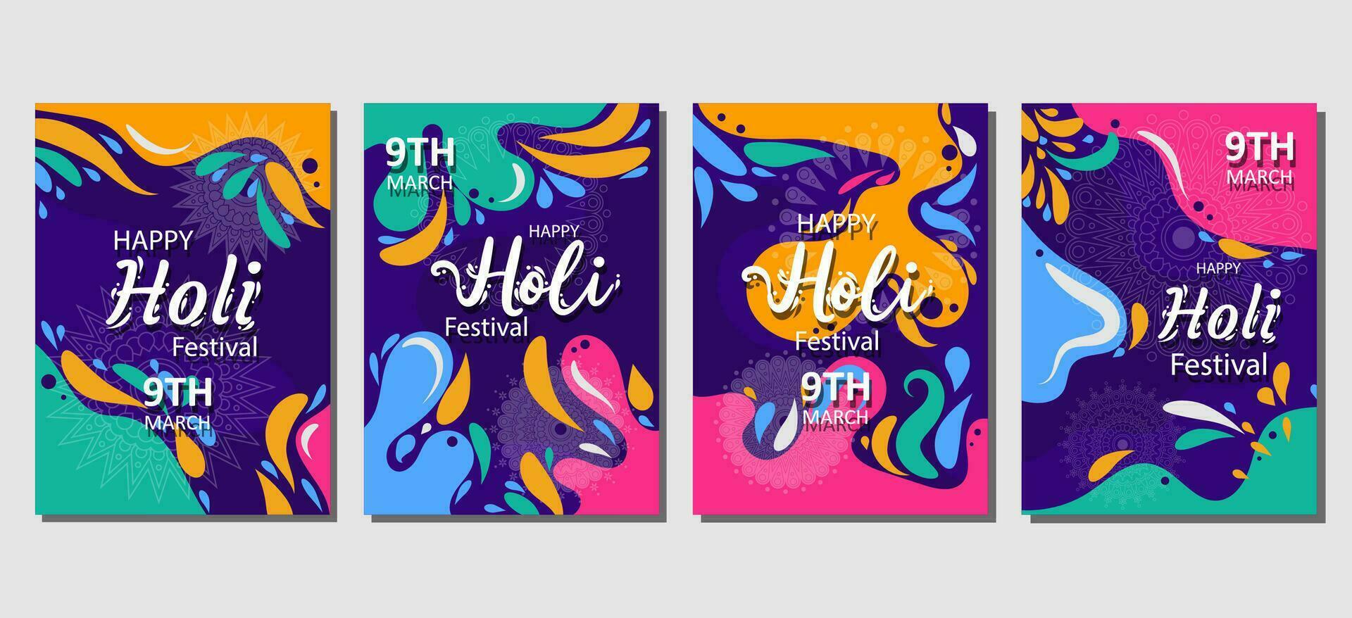 holi festival affisch mall samling. för omslag, flygblad, social media vektor