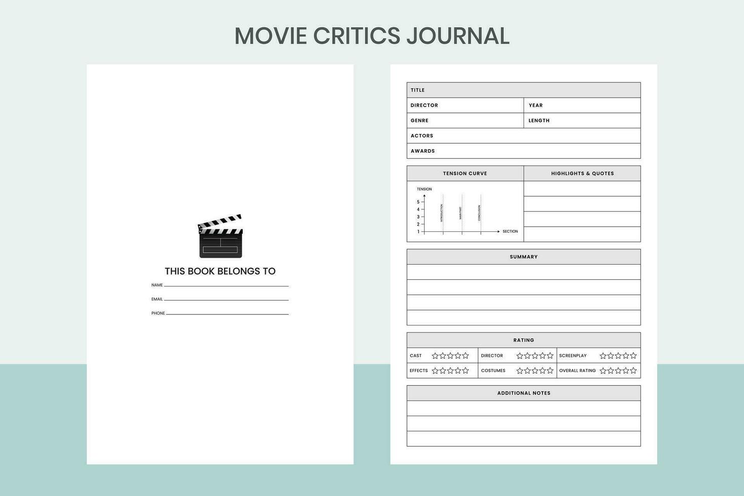 Film Kritik Tagebuch Profi Vorlage vektor