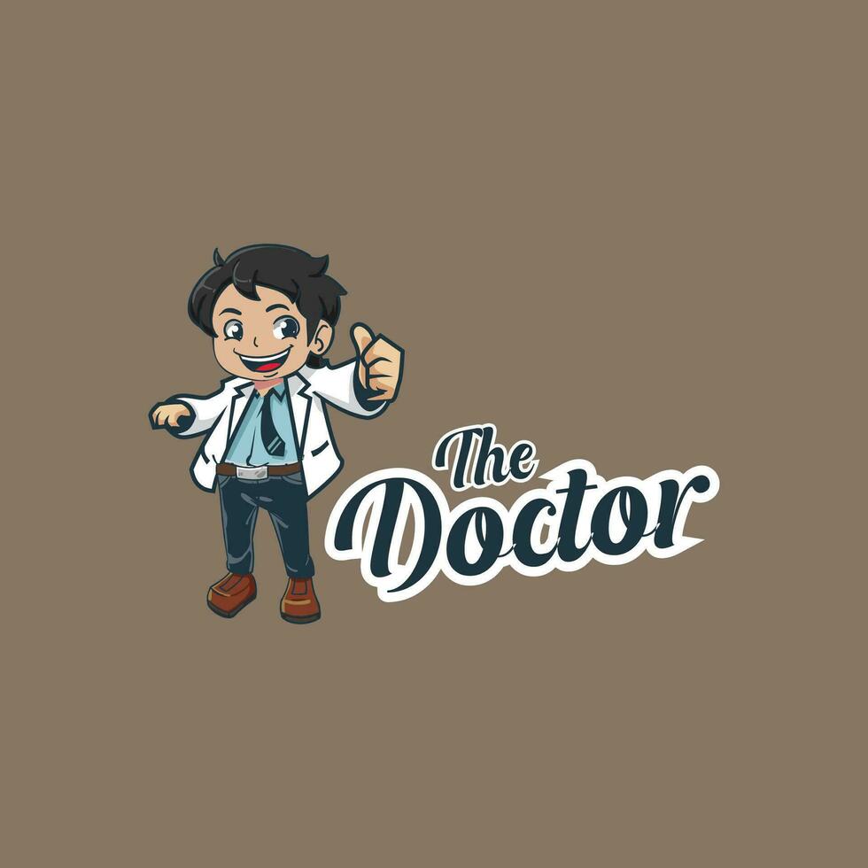 läkare tecknad serie logotyp design vektor