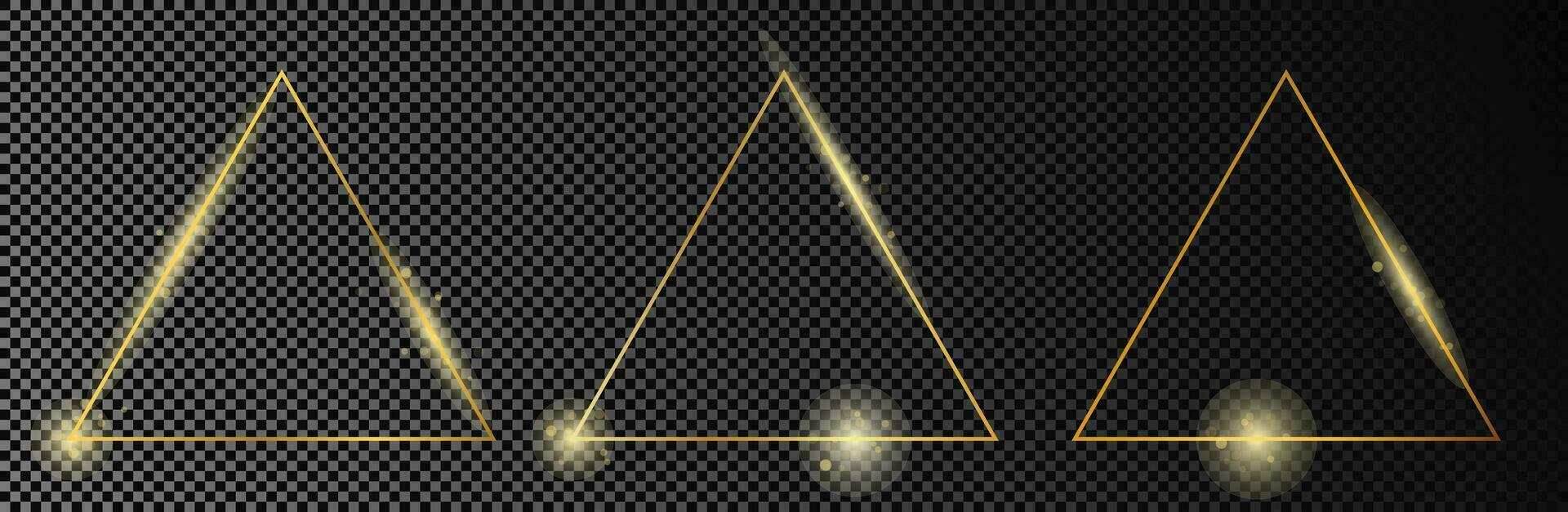 guld lysande triangel ram vektor