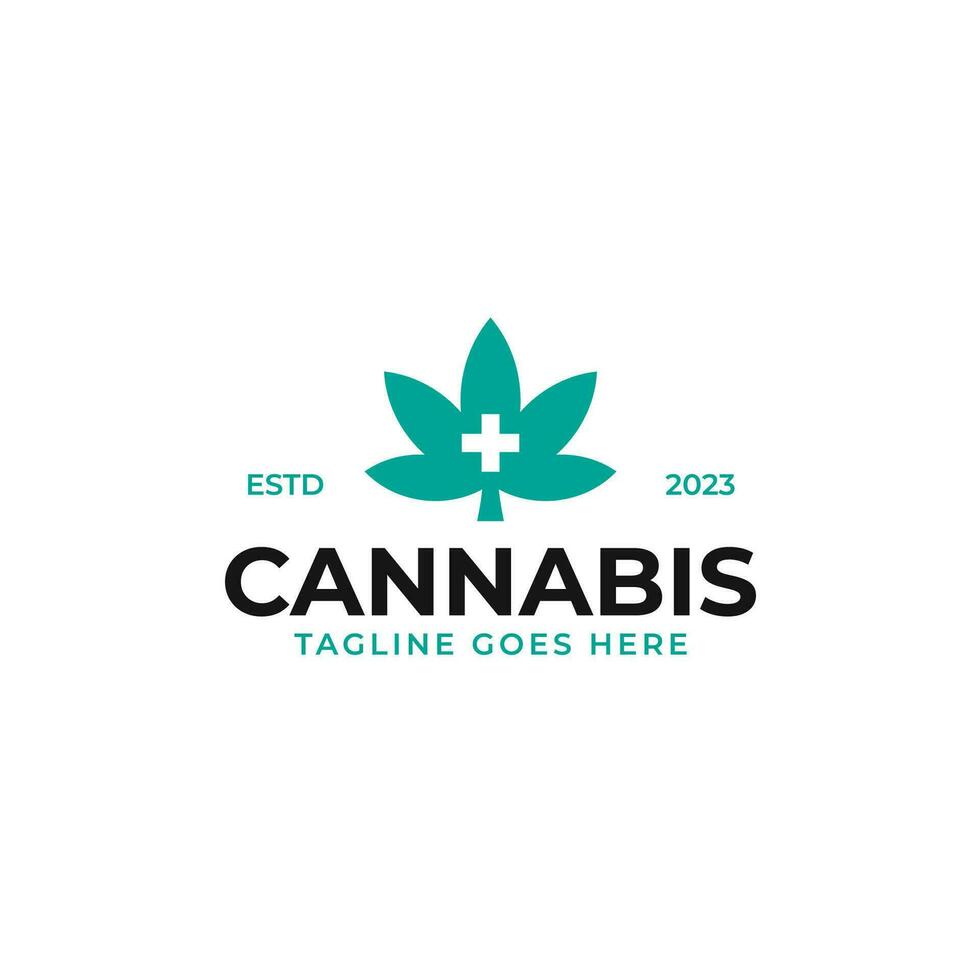medicinsk cannabis logotyp design begrepp vektor illustration symbol ikon