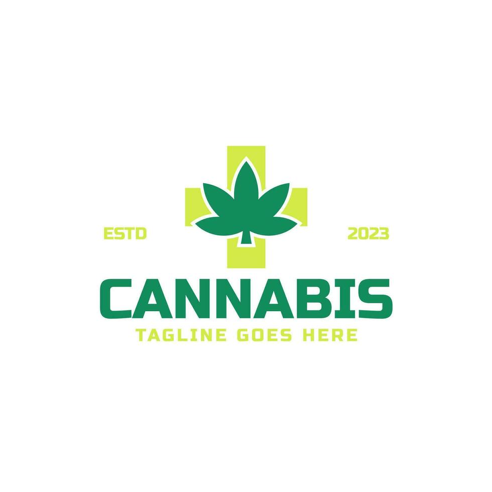 medicinsk cannabis logotyp design begrepp vektor illustration symbol ikon