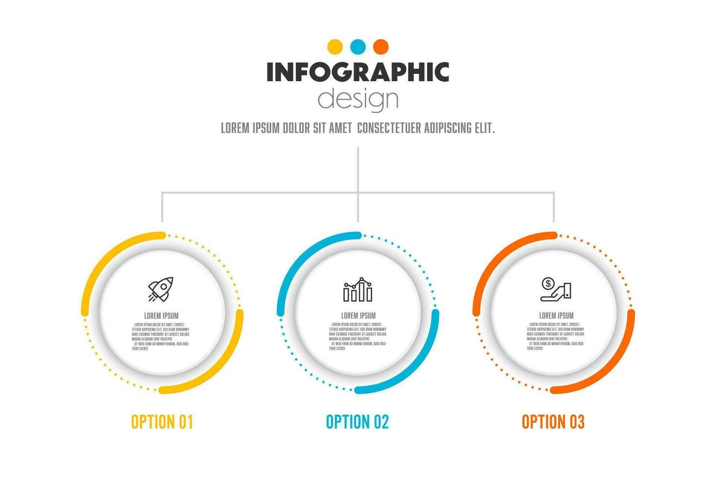 Vektor Kreis Zeitleiste zum Infografiken, Vorlage zum Diagramme, Grafiken, Präsentationen und Geschäft Konzept Diagramme mit 3 Optionen.