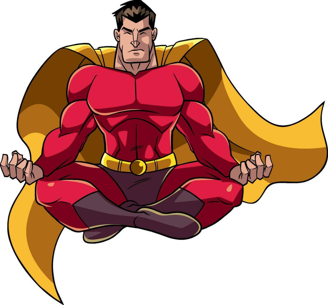 superhjälte mediterar illustration vektor