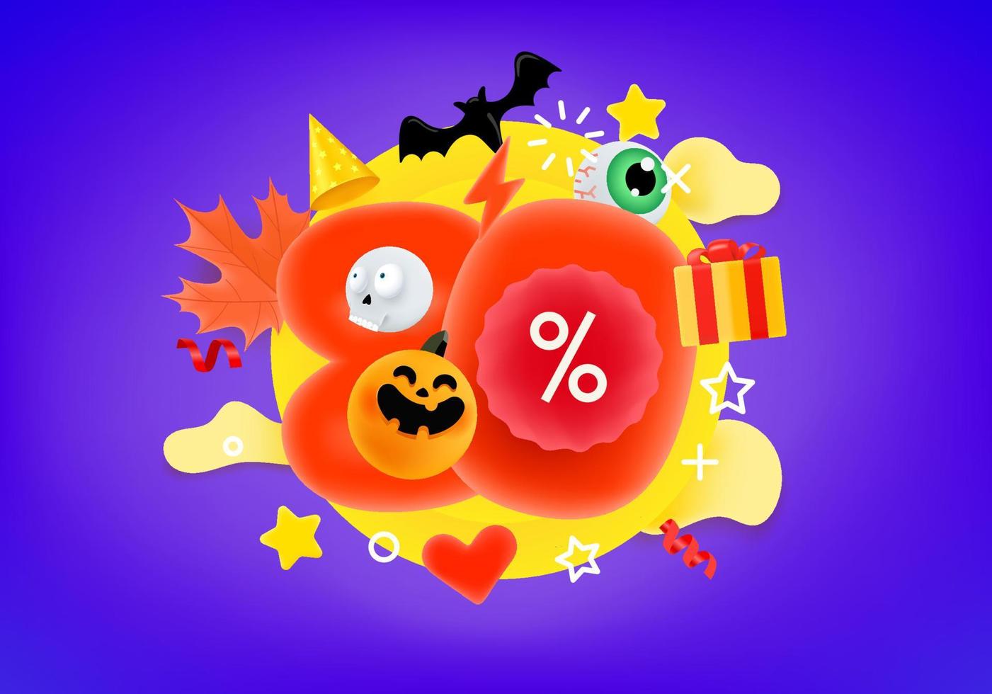 80 procent halloween rabatt banner vektor