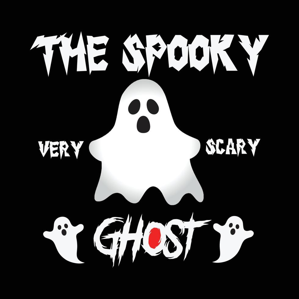 halloween, det skrämmande mycket skrämmande spöket med boo t-shirt tryck gratis vektor