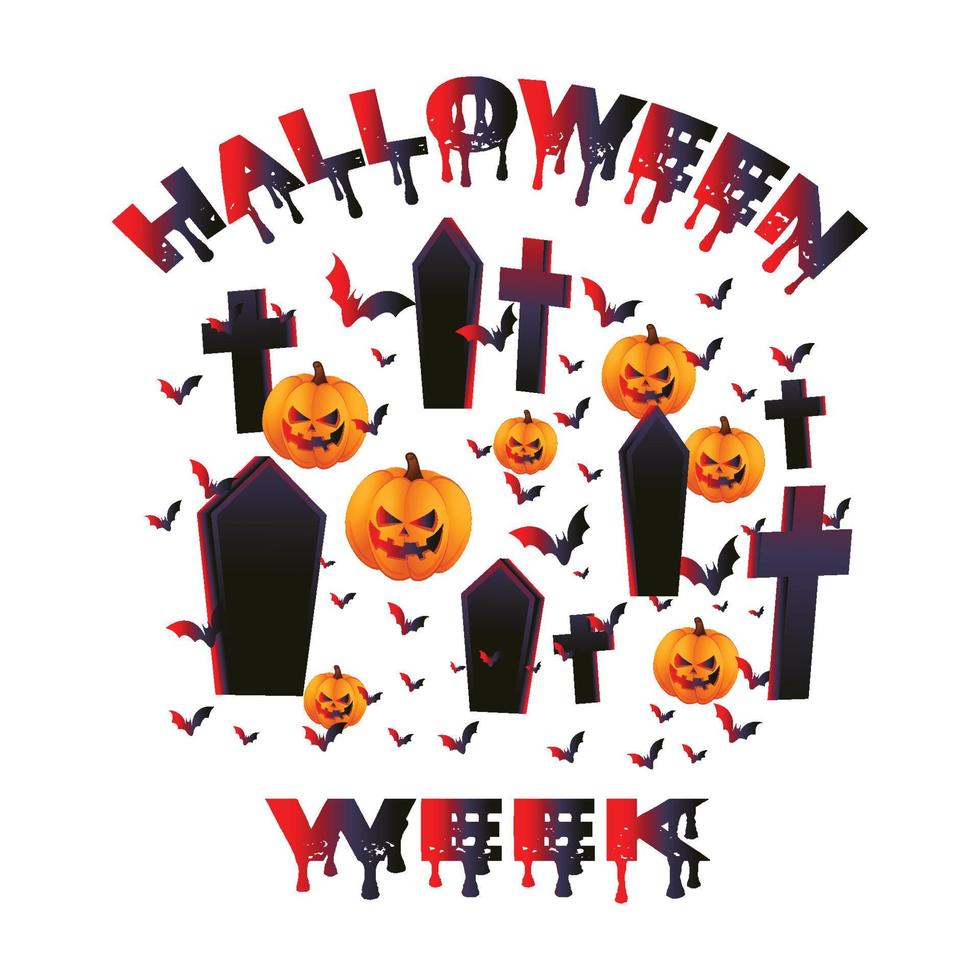 halloween, glad halloween vecka t-shirt tryck gratis vektor