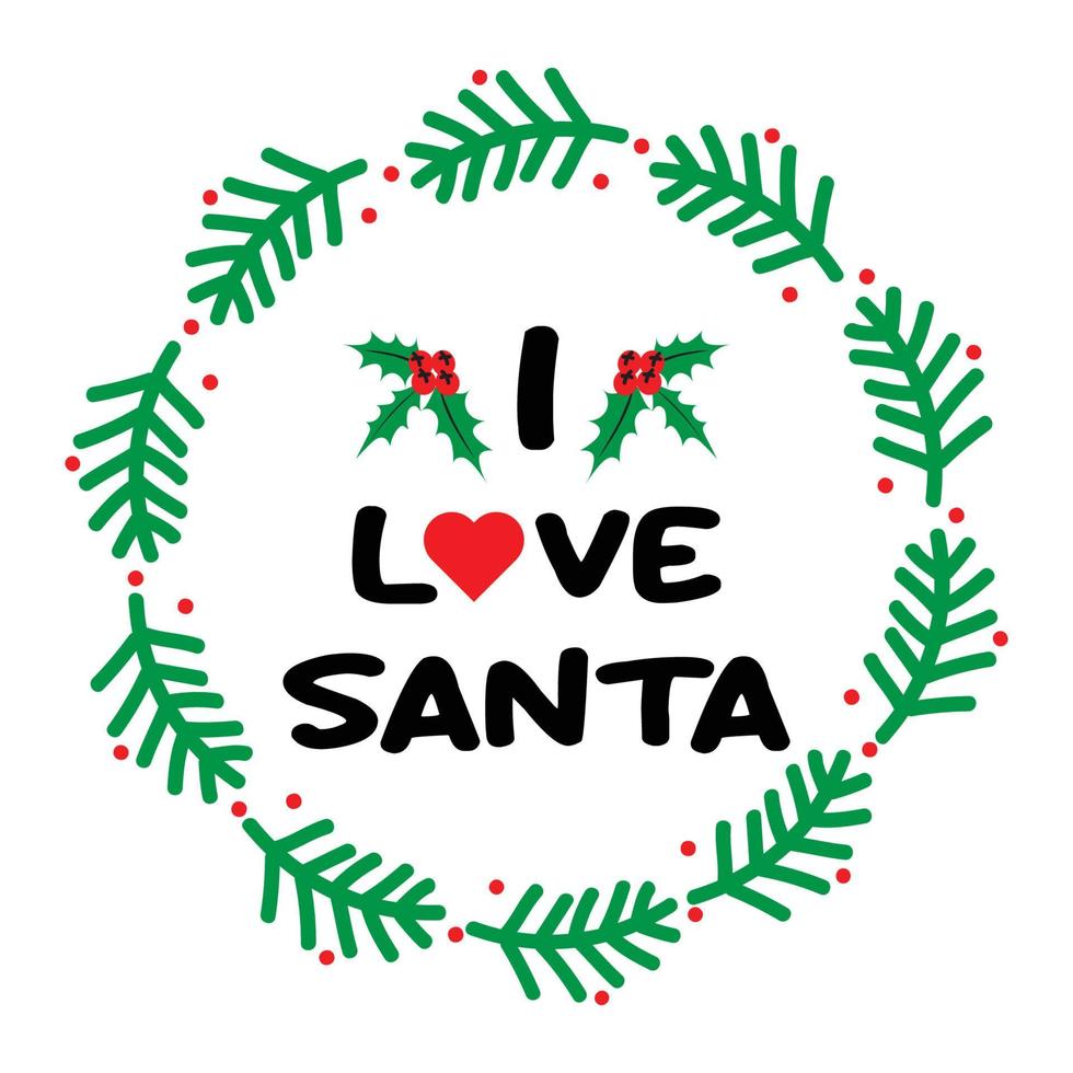 jul, jag älskar jultomten med julblad jul typografi t-shirt tryck gratis vektor