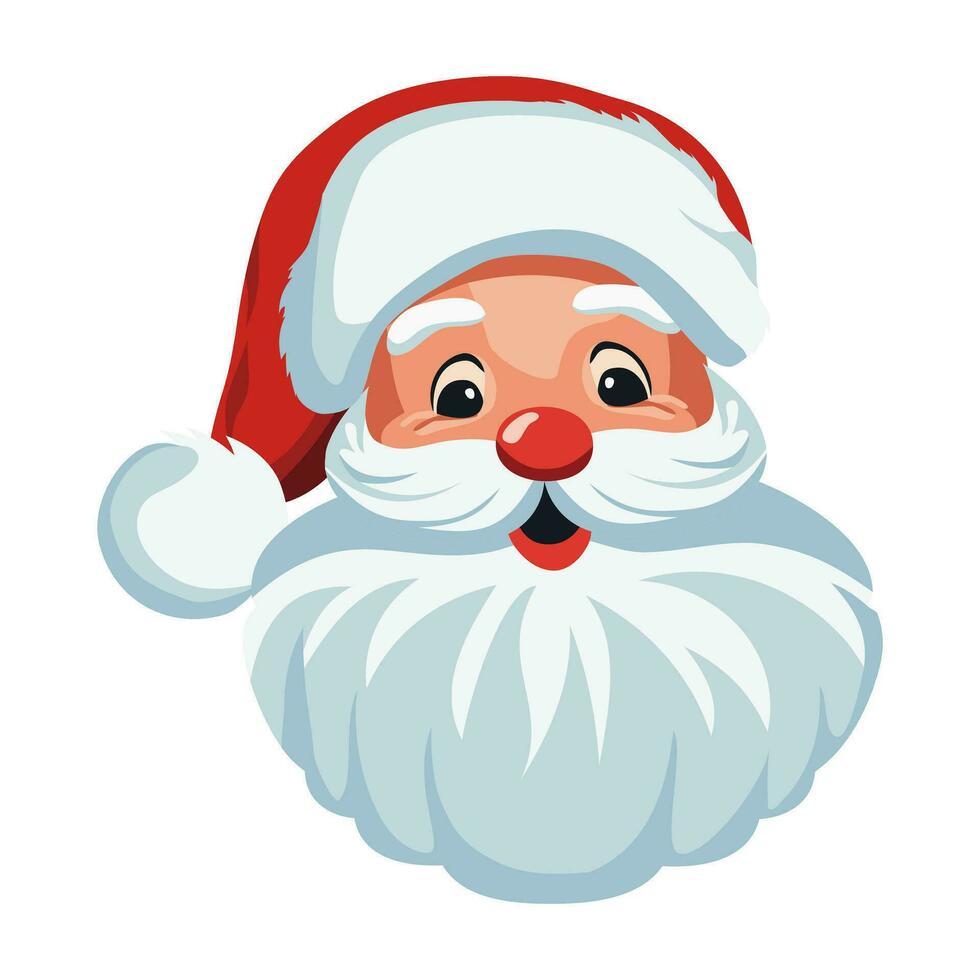 Porträt von Santa Klaus. Kopf von ein heiter Santa Klaus. traditionell Charakter, Symbol von Weihnachten und Neu Jahr. Karikatur Stil. Vektor Illustration.