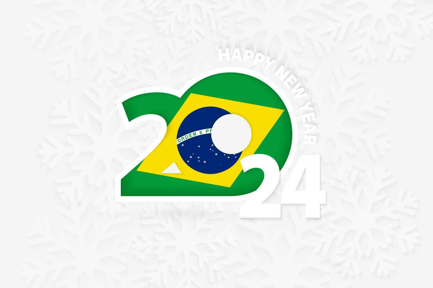 Neu Jahr 2024 zum Brasilien auf Schneeflocke Hintergrund. vektor