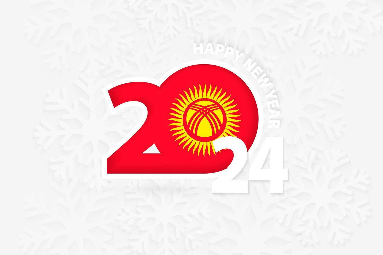 ny år 2024 för kyrgyzstan på snöflinga bakgrund. vektor