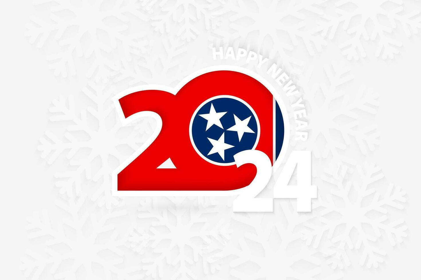 Neu Jahr 2024 zum Tennessee auf Schneeflocke Hintergrund. vektor