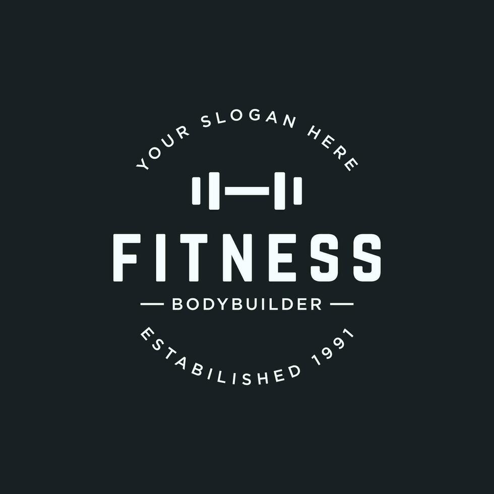 retro Jahrgang Fitnessstudio Sport Bodybuilding Vorlage Logo design.logo zum Geschäft , Fitness , Etikette ,Abzeichen und Fitnessstudio Center. vektor