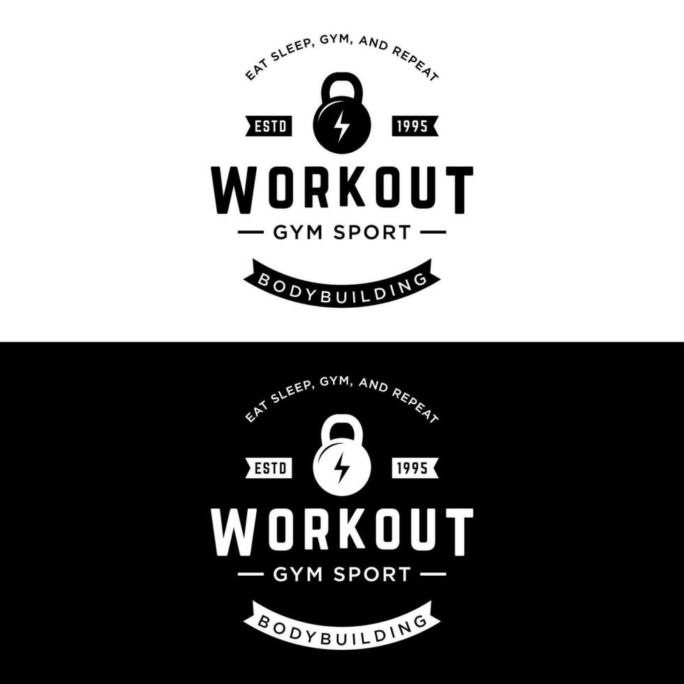 retro Jahrgang Fitnessstudio Sport Bodybuilding Vorlage Logo design.logo zum Geschäft , Fitness , Etikette ,Abzeichen und Fitnessstudio Center. vektor