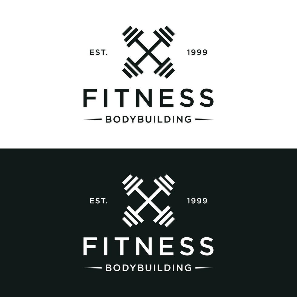retro Jahrgang Fitnessstudio Sport Bodybuilding Vorlage Logo design.logo zum Geschäft , Fitness , Etikette ,Abzeichen und Fitnessstudio Center. vektor